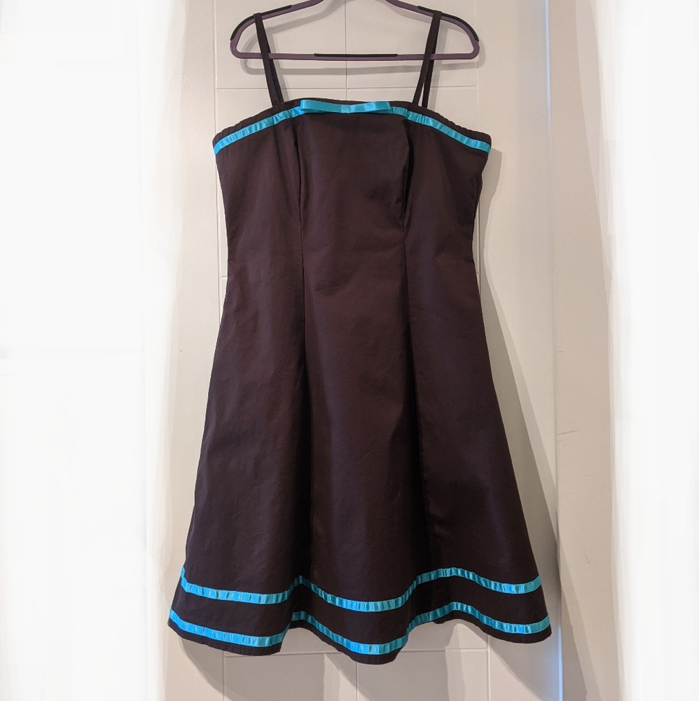 Classic Jane Bonbon BRALESS dress, brown & blue